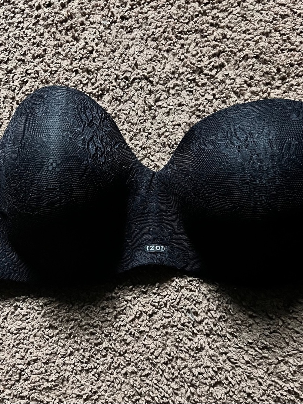 Izod Black Strapless Lace Push-Up Bra